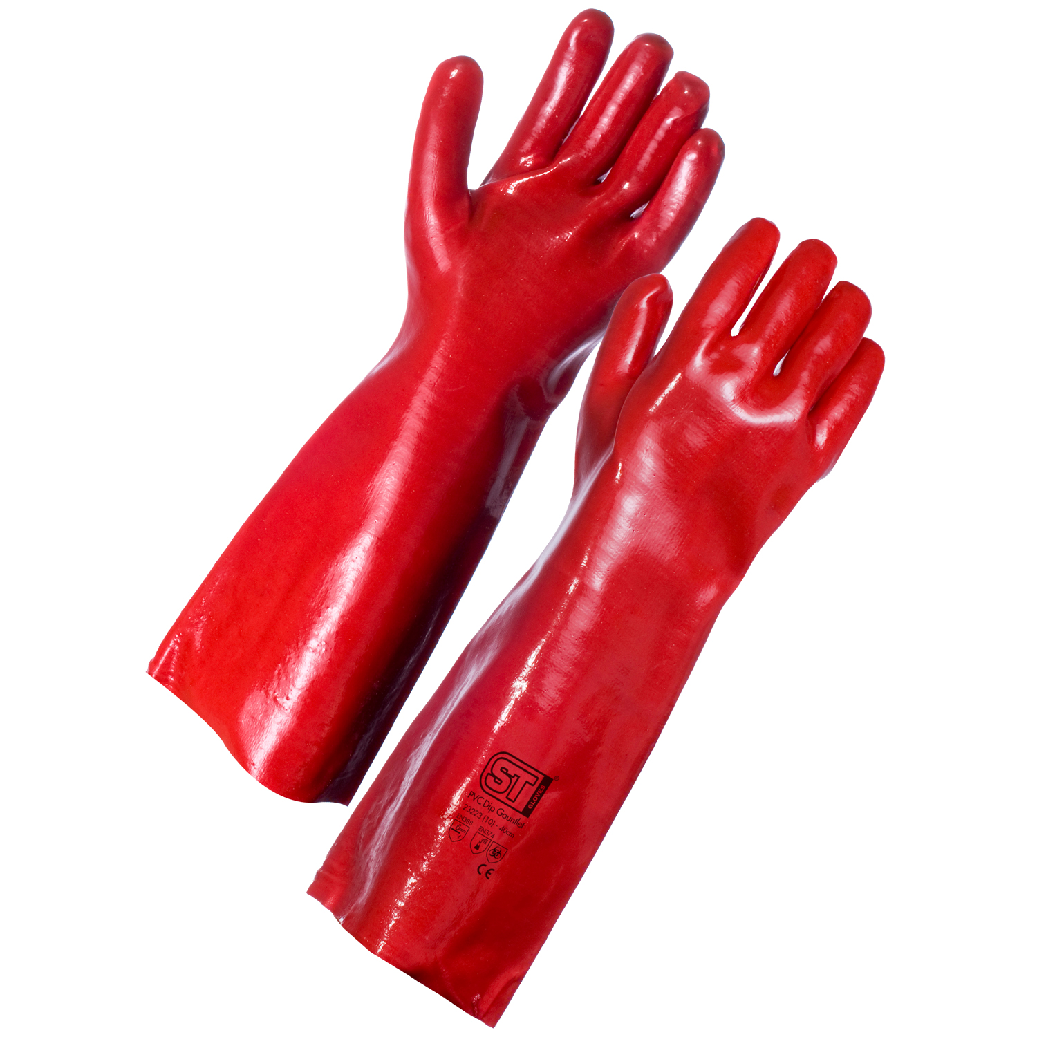 Red PVC S/Dip Gauntlet 45cm - 5x12