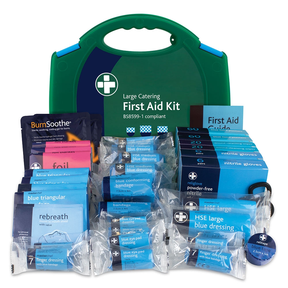 CATERING FIRST AID KIT - LARGE IN INTEGRAL BOX GREEN/BLUE